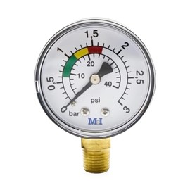 Riisoyu Pool Pressure Gauge, Pool Pressure Gauge 1/4 Inch for Swimming Pool Filters and Pumps 0+3BAR/PSI Precise Water Pressure Tester Diameter 50 mm Easy Installation Durable Material Ideal for Pool