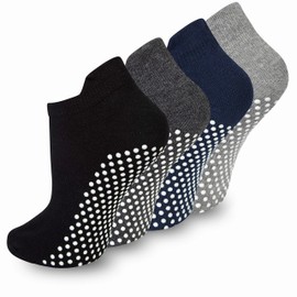 4 Pares Calcetines de Yoga para Mujeres y Hombres, Calcetas de Pilates Antideslizantes, Calcetines Deportivos Cómodos y Transpirables, Adecuado para Yoga, Pilates, Ballet, Fitness (Multicolor L)