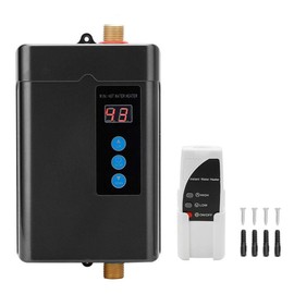 Electric Tankless Water Heater, Instant Water Heater on Demand Smart Electric Tankless Hot Water Heater 3KW (BLACK)