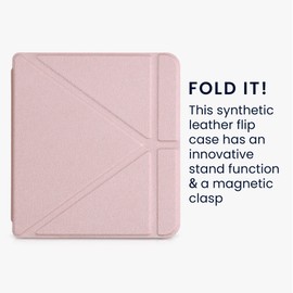 kwmobile Origami Case Compatible with Kobo Libra 2 Case - Slim PU Leather Cover with Stand - Rose Gold