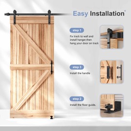 EaseLife 6.7FT Sliding Barn Door Track and Handle Hardware Kit, Straight Pulley,Slide Smoothly Quietly,Easy Install (6.7FT Track Kit for 36"~40" Wide Single Door)