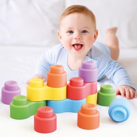 Quercetti Quercetti-4141 MOMY Soft Plastic Early Childhood Construction Toy, 12 Pieces, Multi-Colour