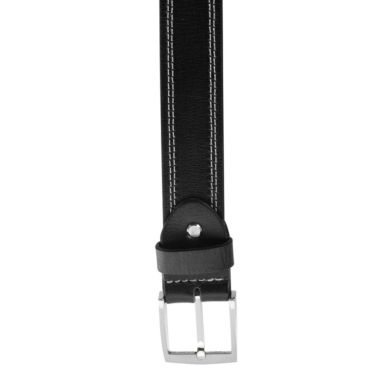 Harrys-Collection Men's Premium Leather Belt with Quilted Stitching, black