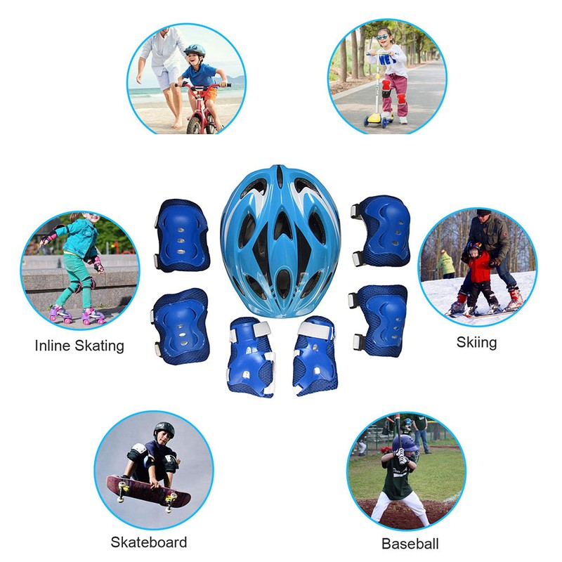 Kids Helmet and Knee Pads Elbow Wrist Guard Sport Protective