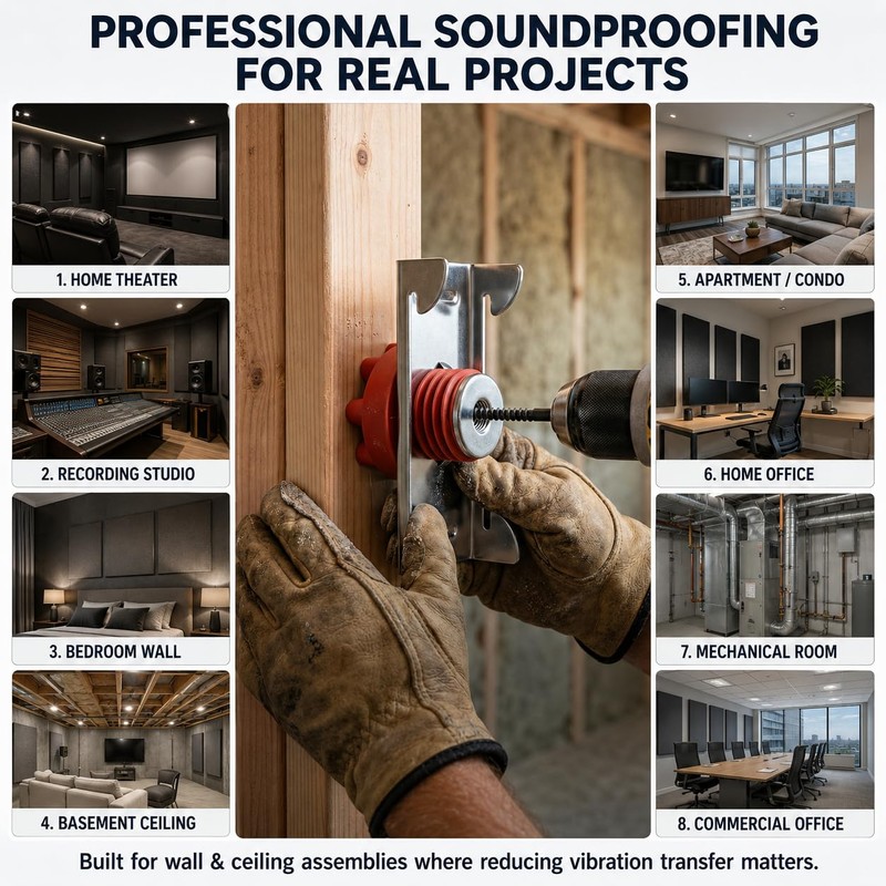 GWNF 10-Pack Sound Isolation Clips for Drywall, Fits 7/8-Inch Hat