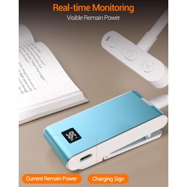 COKWEL Rechargeable Book Light for Reading at Night in Bed, Clip On Reading Light with Power Display, 90 Hrs Runtime,Brightness Adjustable for Eye-Protection Reading Book Bookmark Lamp for Book Lovers