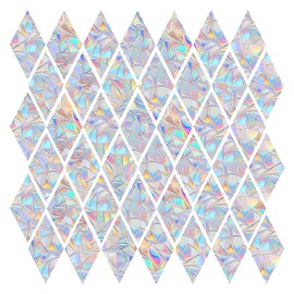 75Pcs Rhombus Window Stickers Prevent Birds from Hitting Windows, 3 Sheets Bird Anti-Collision Window Stickers Rainbow Sun Catcher Stickers No Glue Required, Non-Adhesive Reusable Vinyl