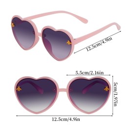 baotongle Pack of 3 Sunglasses Kids Girls Heart Sunglasses Stylish Cute Bee for Toddlers Age 3-10 Party Outdoor, Pink/colour gradient blue, jelly powder/gradient grey, beige/grey