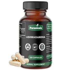Puranicals Ashwagandha Premium 320 Capsules Non GMO and Gluten Free | Herbal Supplement | 800 mg Per Serving | Made with 100% Pure Herb Ashwagandha Powder