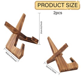 GLOBLELAND 2 Sets Bowl Stands for Display 6.5 inch Wooden Plate Holder Display Stand Wooden Picture Frame Stand Decorative Table Top Easels for Display