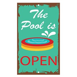 Fastasticdeals The Pool is Open Novelty Funny Metal Sign 8 in X 12 in