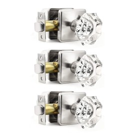 Orger Passage Door Knobs,Modern Glass Door Knobs, Keyless Stain Nickel Interior Door Handles Zinc-Alloy Heavy Duty for Closet Hallway 3Pack