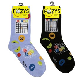 Foozys Women’s Crew Socks | Bingo Fun And Funky Board Games Themed Novelty Socks | 2 Pairs Included in Two Colors
