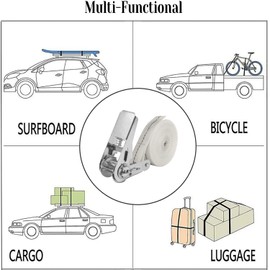 NIUXX Lashing Straps with Ratchet, Pack of 2 6 m Ratchet Straps Lashing Straps 25 mm Ratchet Straps Load 800 kg Extremely Robust Lashing Straps for Load Securing White