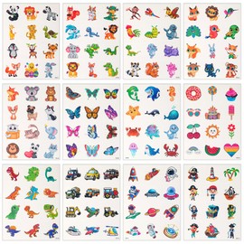 Habett Glitter Temporary Tattoos for Kids, 144PCS Mixed Styles Pre-Cut