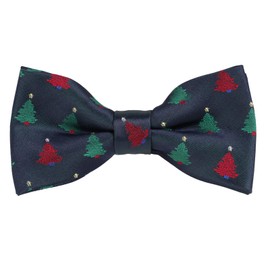 Alizeal Toddler Navy Background with Christmas Tree Pattern Pre-tied Party Bow Tie, 010-S