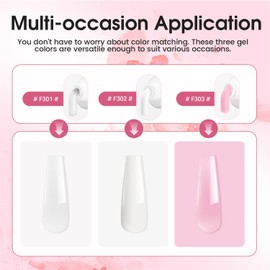 JEWHITENY Poly Extension Gel Nail Set Clear White Pink Poly Nail Gel With Base Coat Top Coat for Finger Art and Home DIY French Manicure Need U V Lamp Curing