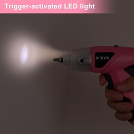 Elevon 105-Pieces Drill Set, Tool Set with LED Cordless Drill Hand Repair Tools Sets, Combo Kits with Storage Box, Precision Screwdriver Set for Men & Women, Pink