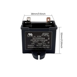 Compatible Refrigerator Freezer Run Capacitor W10350564 WPW10350564 PS11753490 AP6020176 – Fits Whirlpool Maytag Kenmore KitchenAid Cooler Compressor 12µF 180VAC