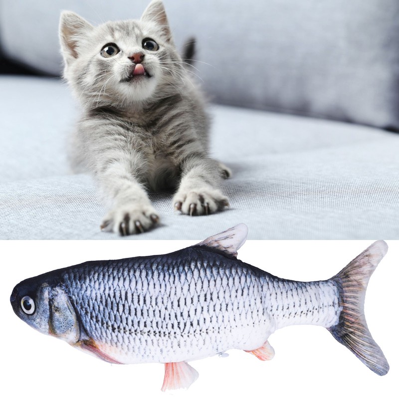 Electric Fish Cat Toy Plush Moving Wagging Jumping Automatic Simulation