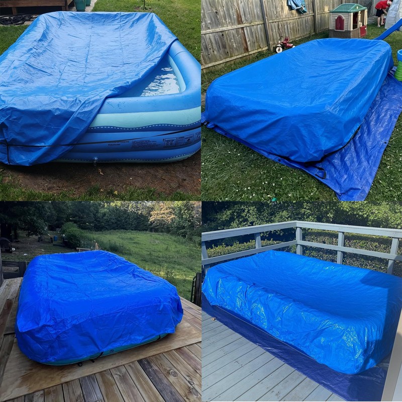 Rectangular Pool Cover for Inflatable Pool, Fits Pool Under 150"