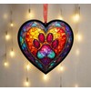 Image Industry Paw Print Stained Glass Effect Heart Suncatcher -