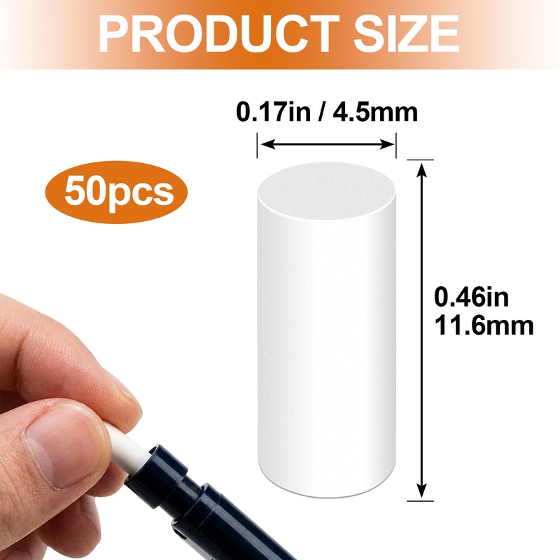Lekgavd 50 Pcs Mechanical Pencil Eraser Refills, White Refill Erasers