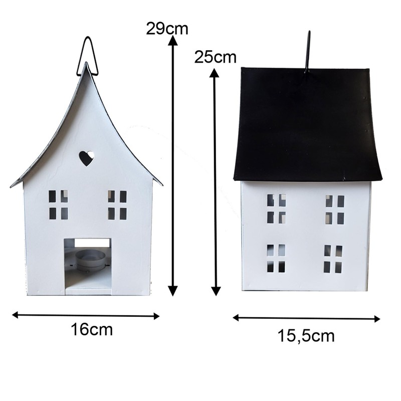 Lantern - Light House in White - Black for Hanging