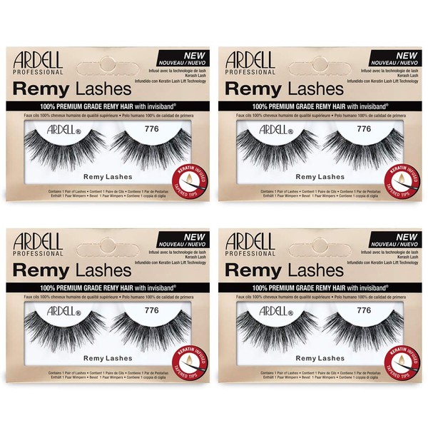 Ardell Remy Lash 776, 100% Premium Grade Remy Hair False Lashes with Invisiband, 4 pairs