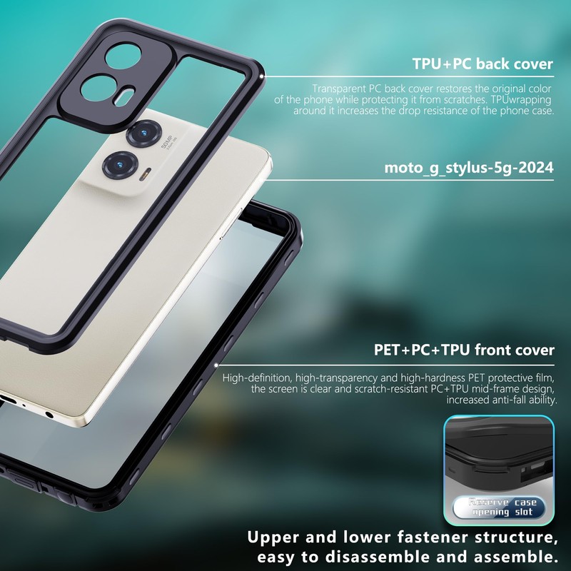 Hllhunkhe for Moto G Stylus 5G 2024 Case with Built-in