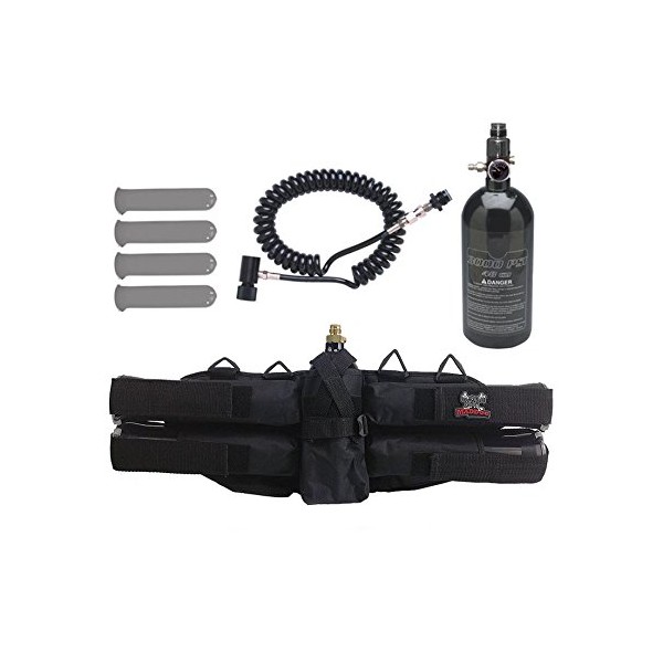 Maddog Sports 4+1 Paintball Harness w/Pods, 48/3000 HPA Tank & Standard Remote Coil