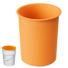 BUCKET LINER 5 Gallon Bucket Liner Reusable Bucket Saver for Concrete Mix Thinset Paint, Reusable Silicone Bucket Pail Liner for Kitchen, Outdoor, Gardening, Camping, Thinset & Paint,Orange