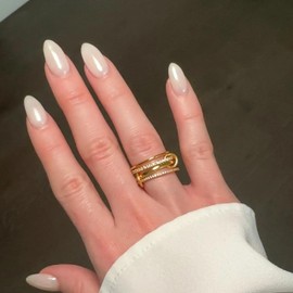 Auzrastia Gold Stackable Interlocking Ring for Women - 14K Gold Plated Rolling Trinity Band with Pave CZ, Non-Tarnish Statement Fashion Jewelry Gift for Her, Metal, Cubic Zirconia