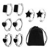4 Pairs Of Black Huggie Earrings Set, Comes With 1