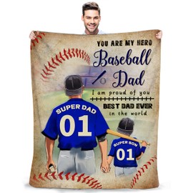 Baseball Blanket Dad Gifts from Daughter Son Best Dad Ever Gifts Throw Blanket for Men Birthday Christmas