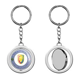 HJ Media U.S. Army Cold War Strategic Defense Command Veteran Metal Round Spinning Metal Key Chain Keychain Ring