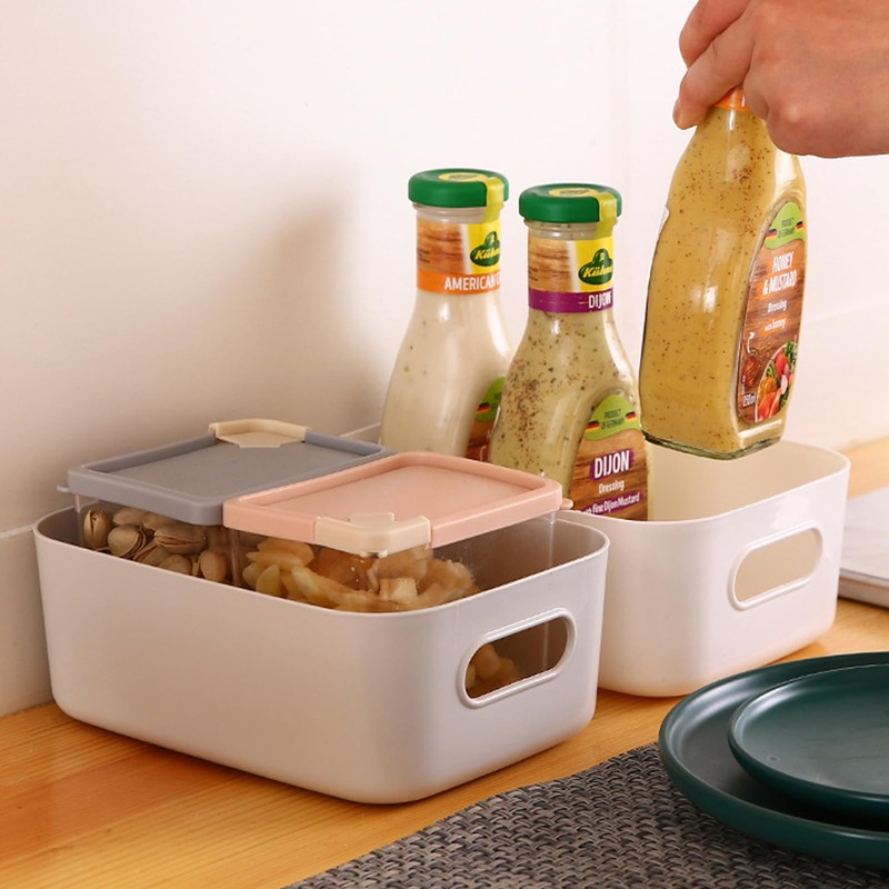GAOGAN 12Pcs Plastic Storage Basket with Handles, Plastic Storage Boxes
