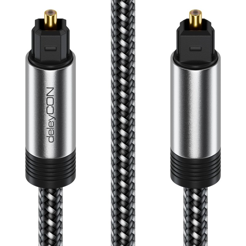 Deleycon Toslink Cable with Nylon and Metal Connectors Black