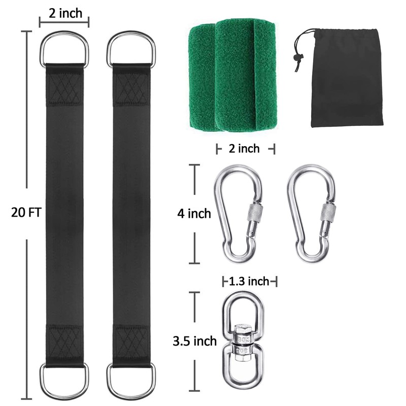 Werflyto Safe Tree Swing Hanging Straps Kit, 3FT/10FT/15FT/20FT, Heavy Duty