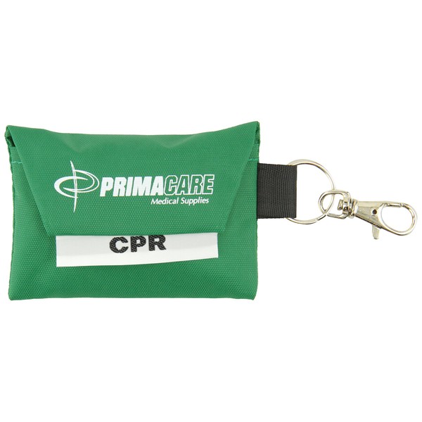 Primacare RS-8631 CPR Barrier Keychain Pouch with One Way Valve, Face Shield Mask Keyring with Filter, First Aid Kits for CPR Training, Colors May Vary