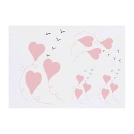 4 x 'Pink Heart Balloons ' Temporary Tattoos - Water Resistant, Skin-Safe, Non-Toxic Transfers, Mixed Sizes (TO00080854)