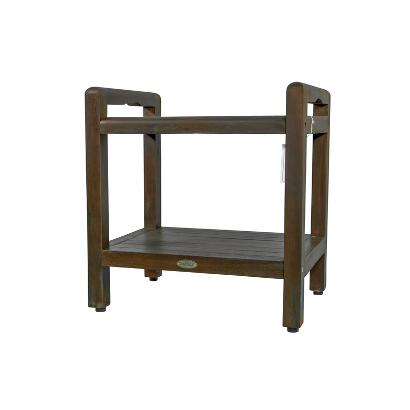 DecoTeak 24 Inch With LiftAide Arms Brown Waterproof Teak Wood