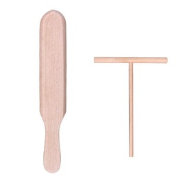 CUHZA Crepes Verteiler, 2 Stück Crepes Wender, Crepes Holzverteiler, Crepes Maker Zubehör, Crepes Schieber, Tförmigen Holz Crepe Spreader, Buchenholz Spatel, für Crepes, Galettes & Pfannkuchen