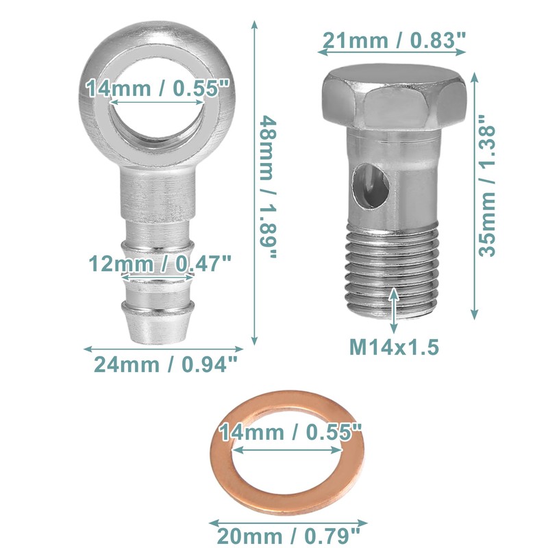 A ABSOPRO Hollow Screw M16 x 1.5 Motorcycle Brake Banjo
