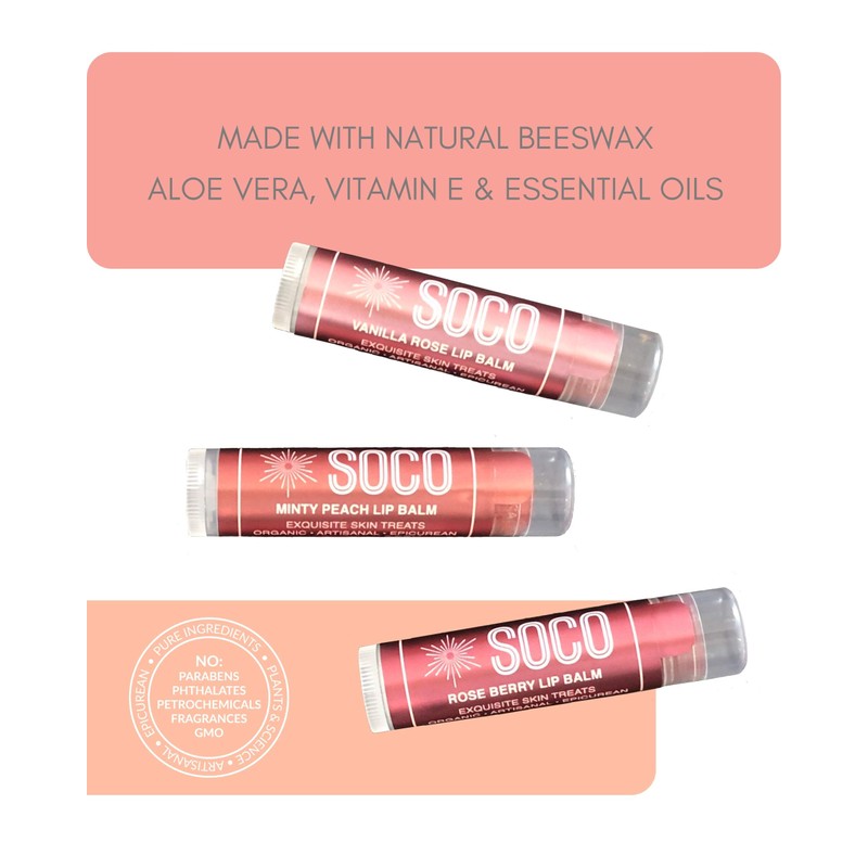 SOCO Botanicals Organic Tinted Lip Balms (Minty Peach)