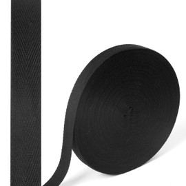 Twill Tape, Cotton, Produced, Width 0.6 inches (1.5 cm), 98.4 ft (25 m), Cotton, DIY, Handmade Parts, Crafts, Black