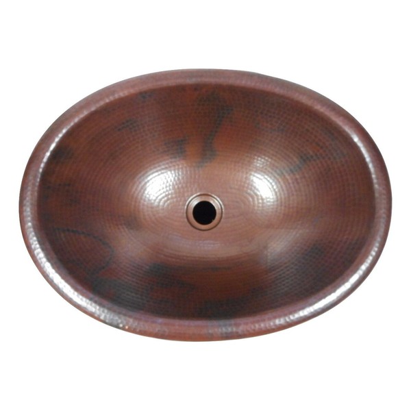 19" Oval Hand Hammered Copper Vessel Vanity Sink