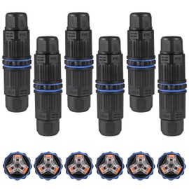 ACEIRMC 6pcs IP68 Waterproof Junction Box, Outdoor Electrical Cable Connector for 3.5-10mm Wire Range(AC 250V, 16A), Quick Screwless Installation (2003-3Pin)