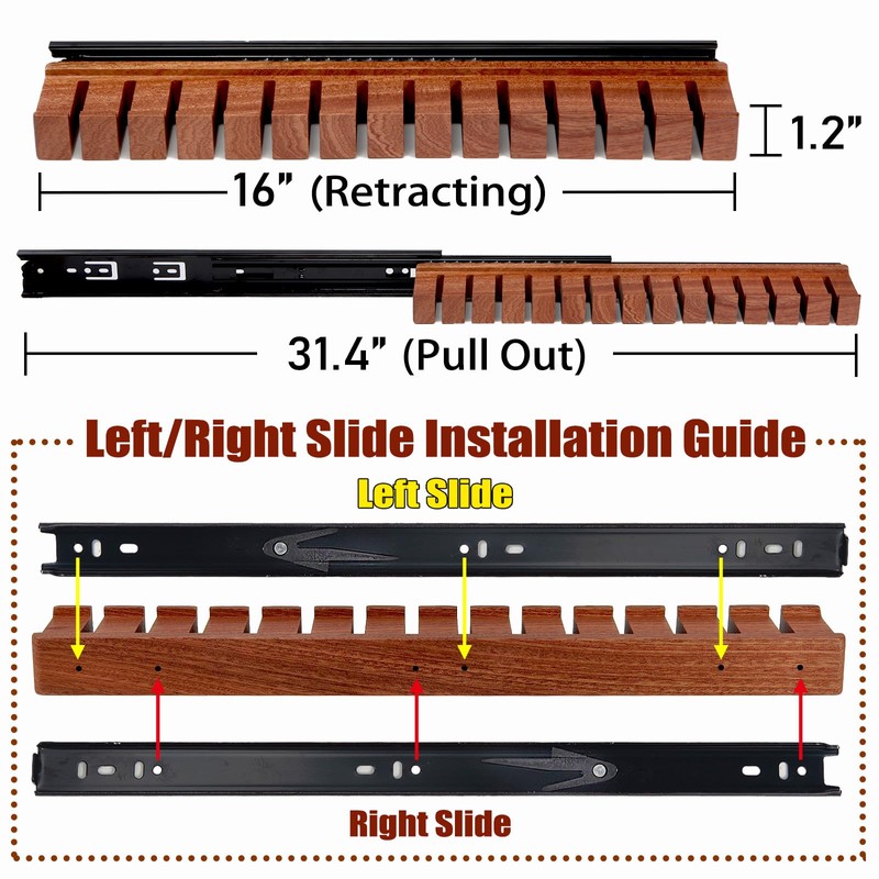 HeywoodCabin Premium Walnut Wood Belt Organizer with Sliding System -