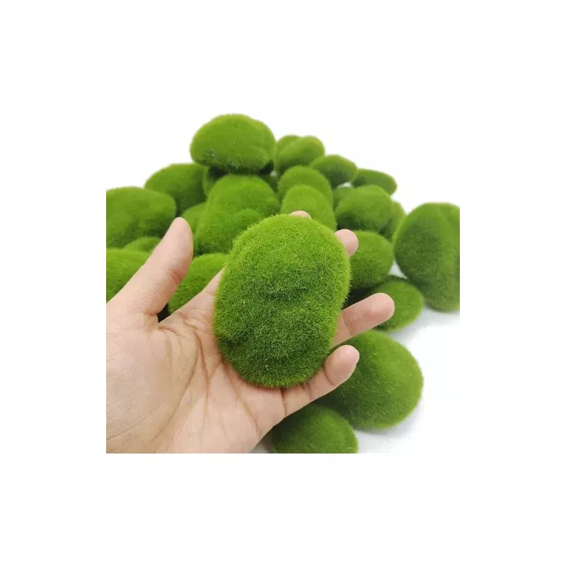 generic Rocas Con Musgo Verde Artificial Para Decoración, 30 Piezas